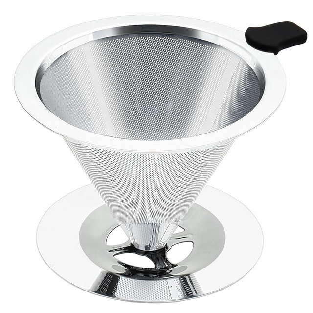 Premium Pour Over Coffee Dripper with Reusable Stainless Steel Filter – Portable, Easy Clean Coffee Maker for Single Cup Brewing – Ideal for Home, Office, Camping