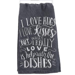 Primitives By Kathy The Dishes Towel, White/Black, 28" Square