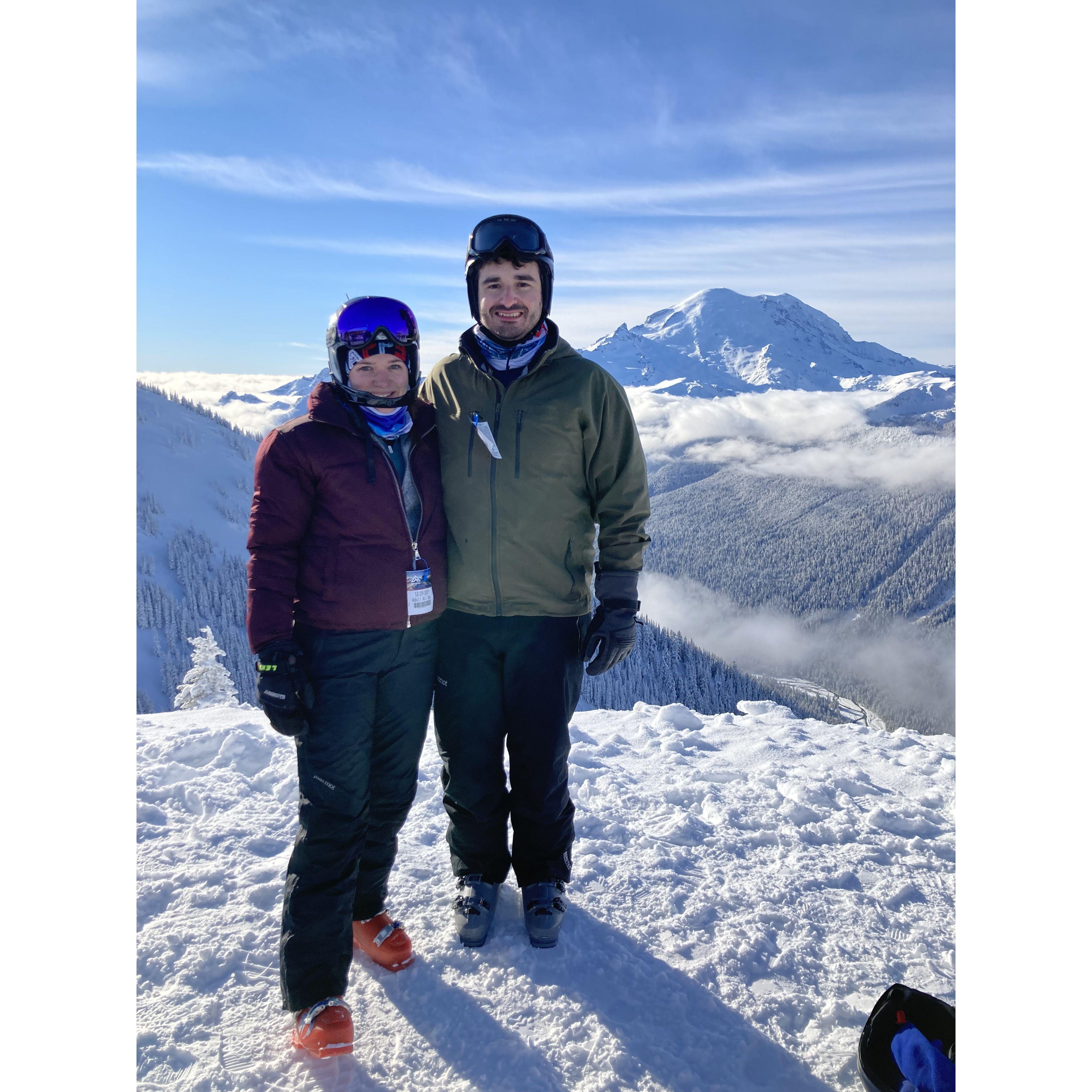 Skiing at Crystal Mountain, 2021