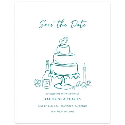 Teal, Blue Wedding Digital Save the Date - Hamilton Portrait