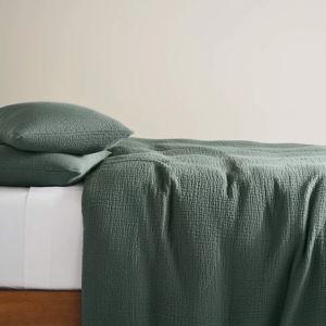 Airweave Crinkle Cotton Duvet Cover - King - Botanical Green
