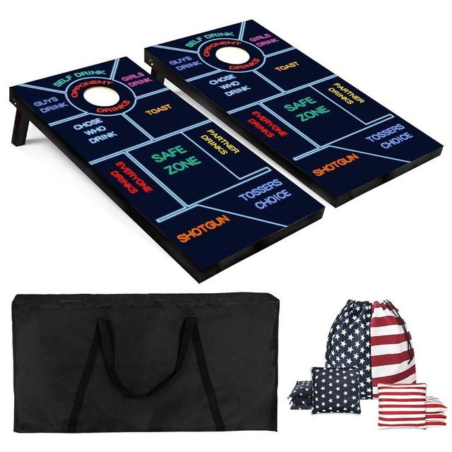Cornhole Board Set with Carrying Bags & 8 Bean Bags Corn Hole Boards Bean Toss Game for Adults Family Outdoor Lawn Outside Backyard Games