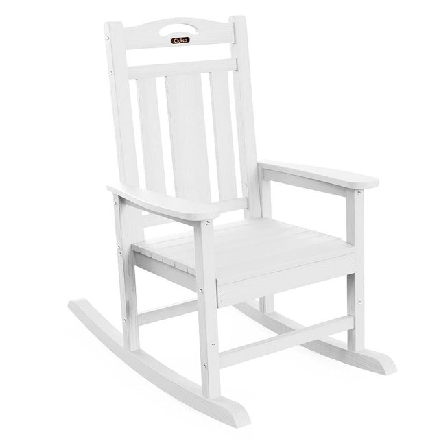 Oversized Rocking Chair Outdoor, HDPE Poly Rocking Chair, All Weather Porch Rocker for Deck Patio Balcony, 380lbs, White