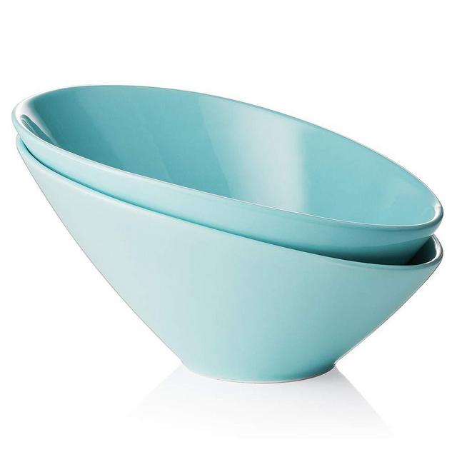 DOWAN Salad Bowls, 2 Packs Serving Bowls Porcelain, 26 Ounce Pasta Bowls, Dishwasher & Microwave Safe, Unique Angled Ceramic Bowls for Salad, Pasta, Soup, Rice, Prep, Ideal for Home and Restaurant