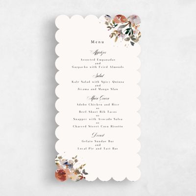 Beige Scalloped Wedding Menu - Fenella