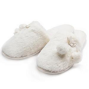 Medium Faux Fur Slippers in Ivory