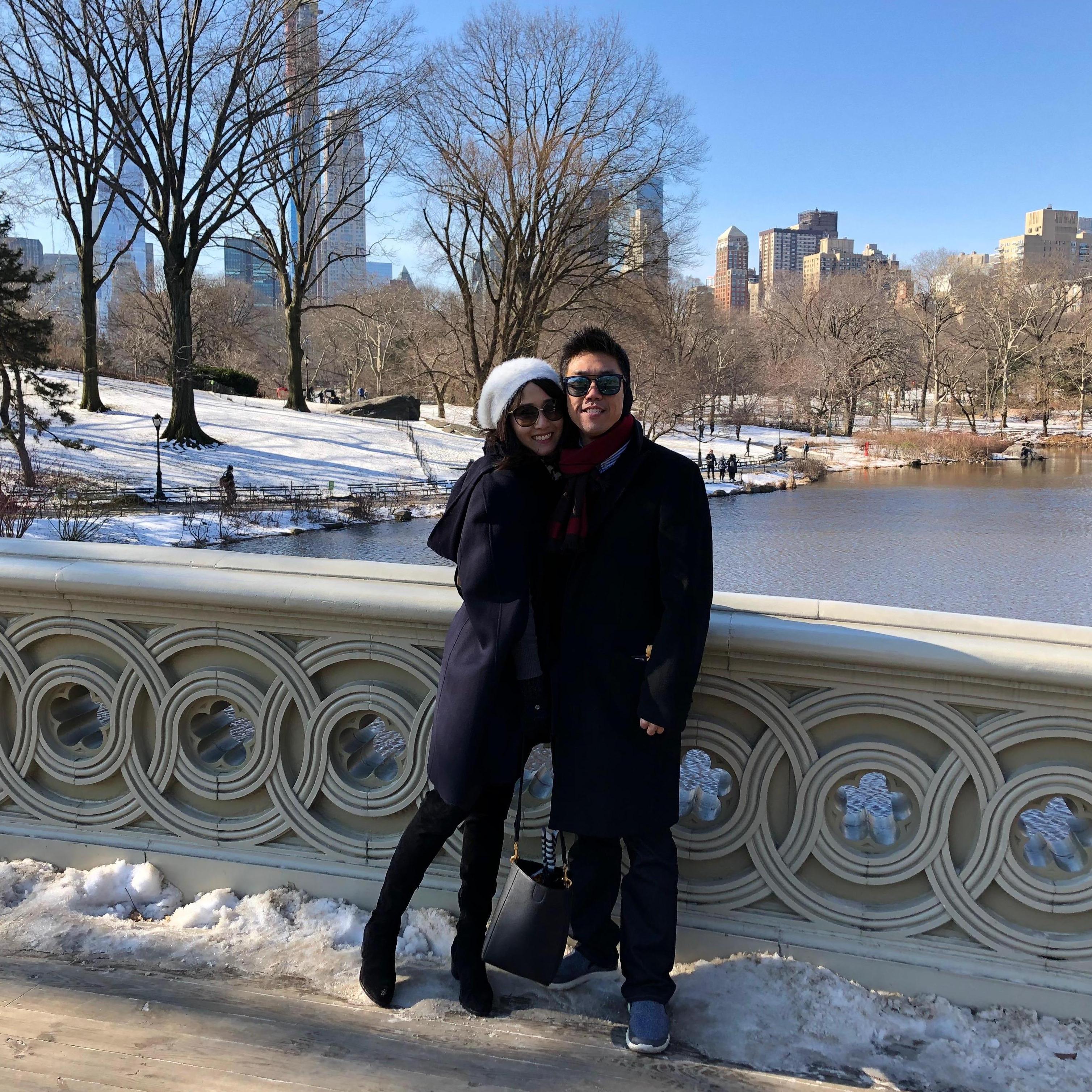 He proposed. She said Yes. The Bow Bridge at Central Park, New York.