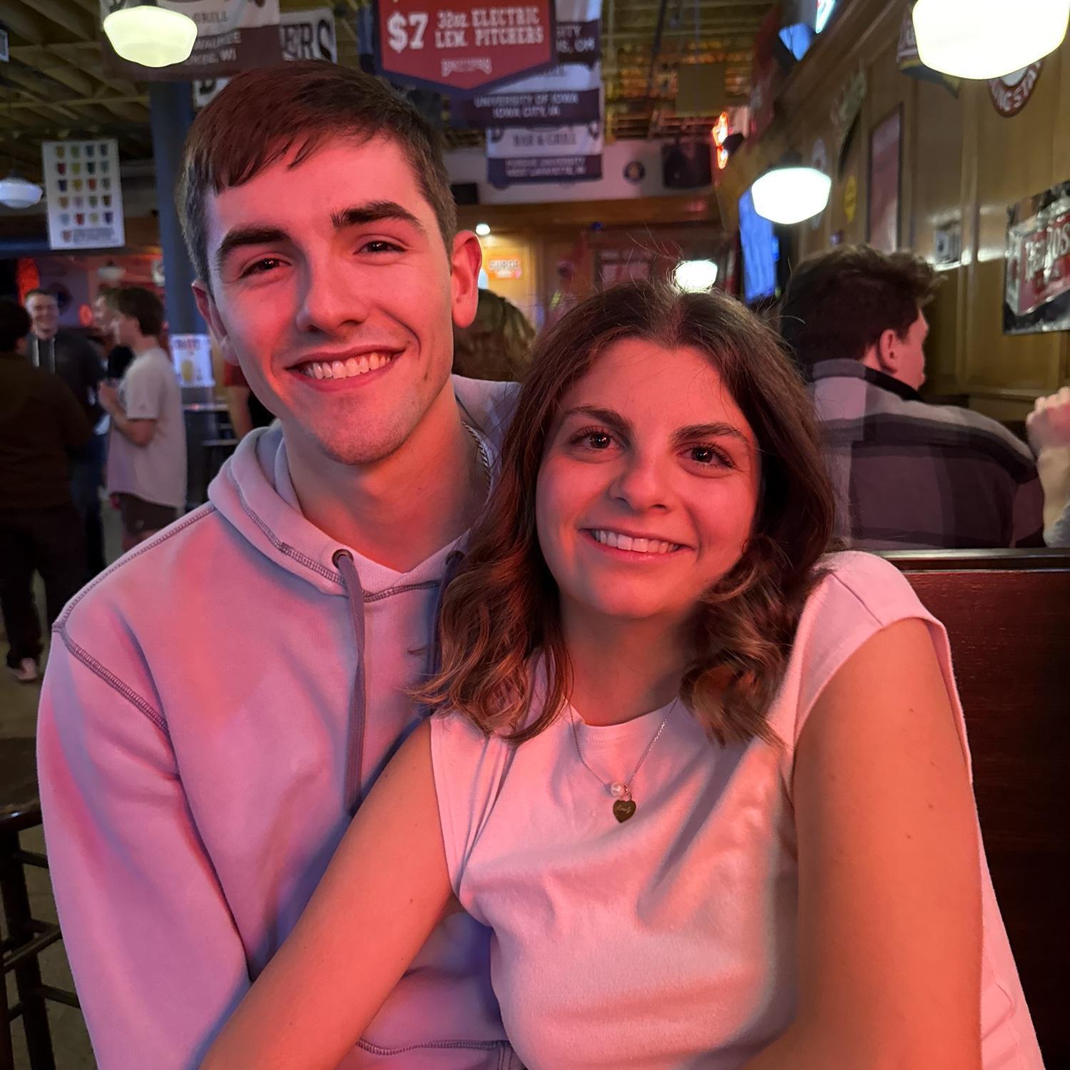 Hanging out at our favorite college bar, Brothers - 2025