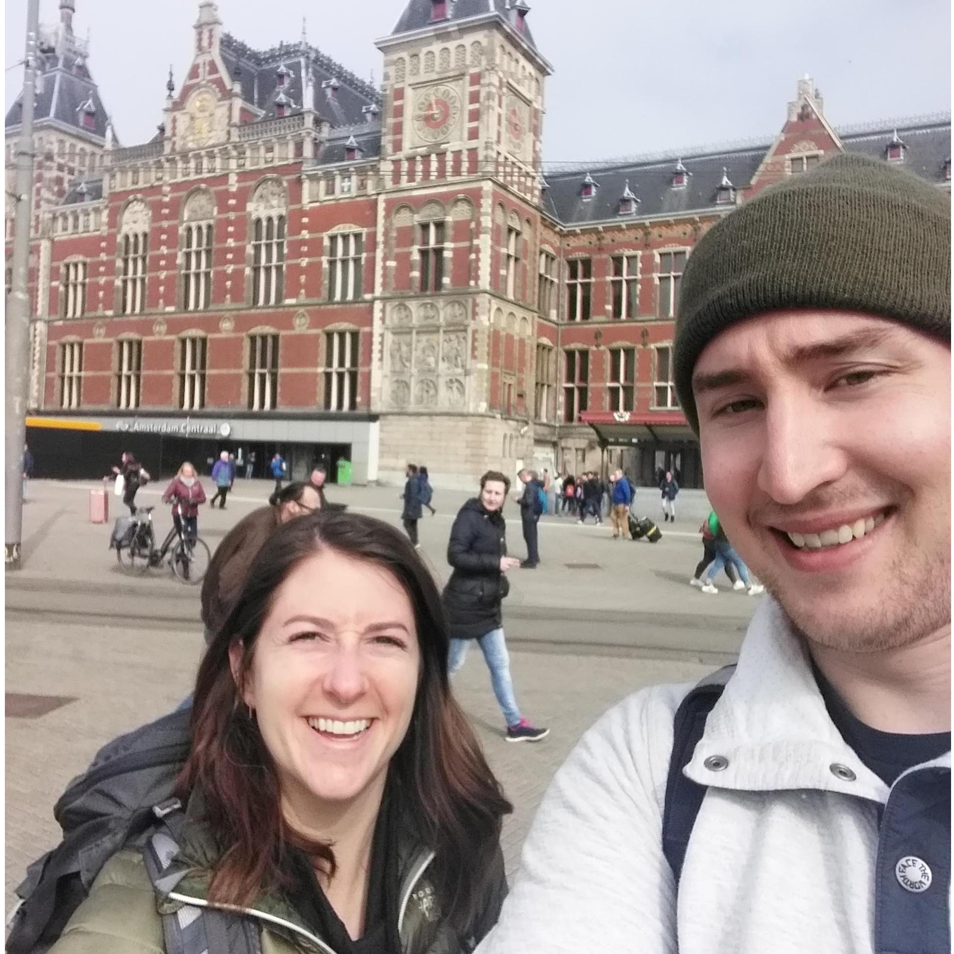 "Sun in eyes" in Amsterdam. First international trip together!