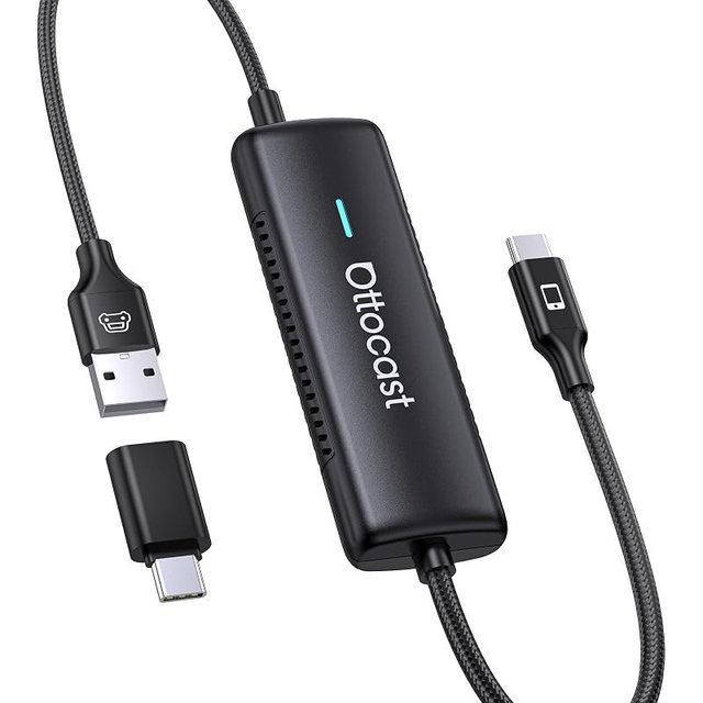 OTTOCAST MirrorTouch 3-in-1 Car Screen Mirroring & Wireless CarPlay Adapter | Watch Video on Car Screen from iPhone 15+ & Android Phone with DP,for OEM Wired Carplay Cars (2016+)