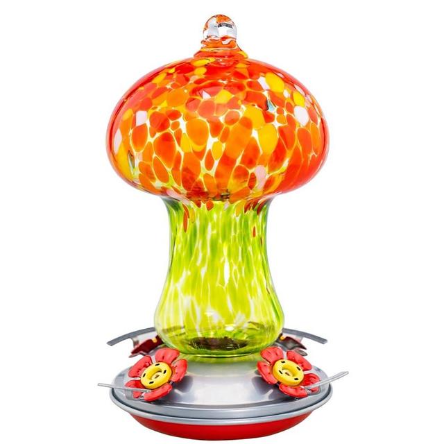 Muse Garden Gifts for Women Hummingbird Feeders for Outdoors Hanging Ant and Bee Proof, Blown Glass Hummingbird Feeder with Ant Moat, Christmas Gardening Gifts for Women Mom, 28OZ, Blooming Calendula