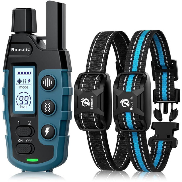 Bousnic Dog Shock Collar 2 Dogs (5-120Lbs) - 3300 ft Waterproof Training Collar for Dogs Large Medium Small with Rechargeable Remote, Beep (1-8) Vibration (1-16) and Humane Shock (1-99) Modes