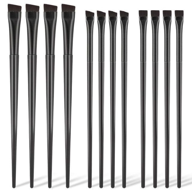 12 Pack Angled Eyeliner Brush Set Eyebrow Brushes, Flat Eyebrow Tint Brush, Ultra Thin Makeup Brush, Fine Slanted Eyebrow Brush Applicator, Eye Makeup Brush Applicator