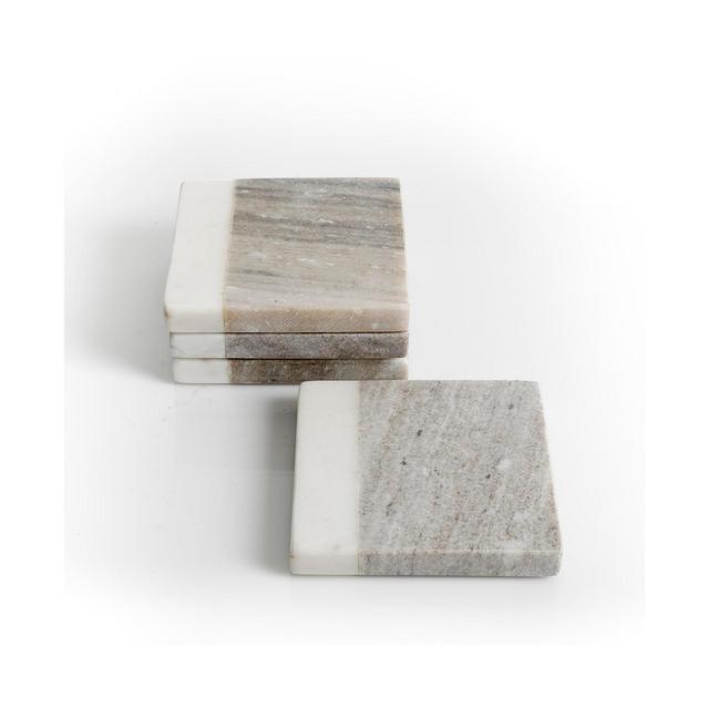Laurie Gates Gray & White Marble Coaster Set