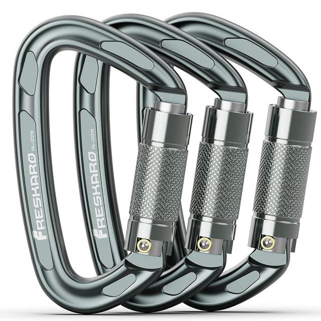 FresKaro 25kN Climbing Carabiner, UIAA Certified, Twist Locking, Made of 7075 Aluminium Material, Lightweight and Rust Free, for Rock Climbing, Rappelling, Rescue etc, 4Inch (Red, Spacegray)