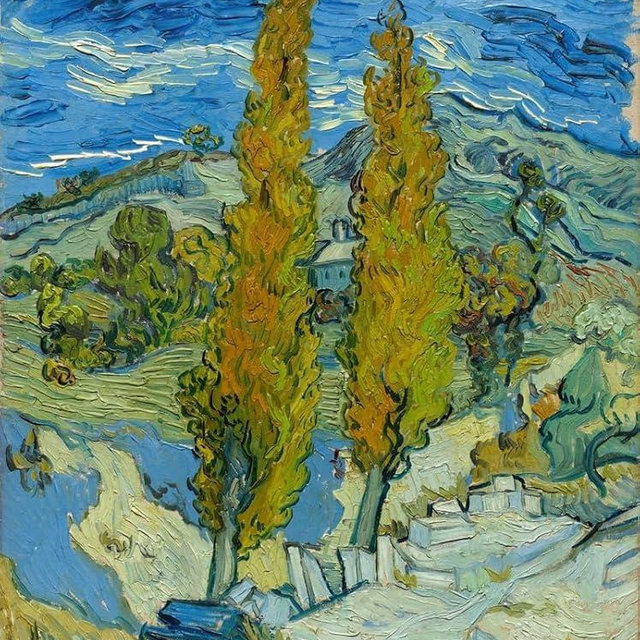 Two Poplars in the Alpilles near Saint-Rémy (1889) Poster Print by Vincent van Gogh (18 x 24)