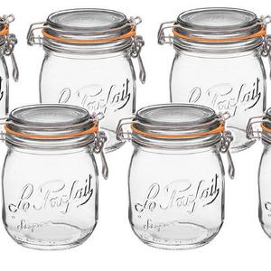 Le Parfait French Super Jar with 85mm Gasket and Lid .75 Liter (Pack of 6)