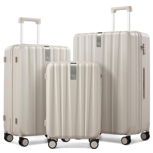 Hanke Hardshell Luggage Sets 3 Piece Extra Large Suitcases with Lock,28 Inch Luggage with Spinner Wheels, PC Travel Suitcase for Women Men 20 24 29Inch,Ivory White