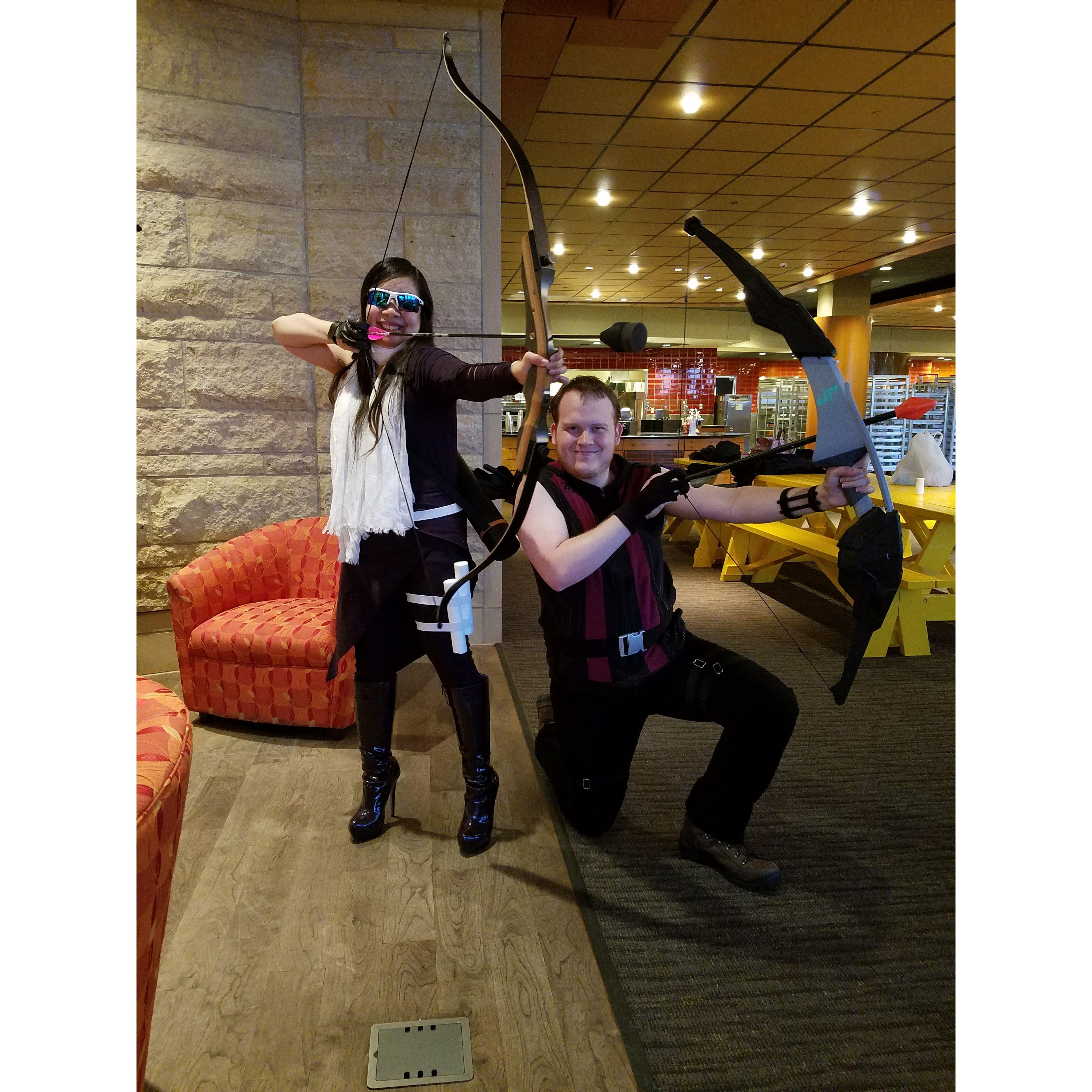 Team Hawkeye, ready to take on the world!
(The bride got into archery and dragged the groom into for a bit!)