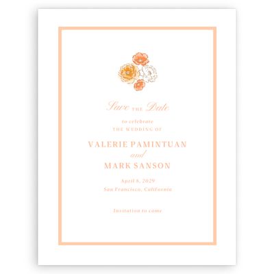 Peach Sorbet, Orange Wedding Digital Save the Date - Colombe Portrait