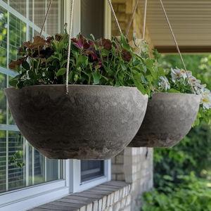 Large Hanging Planters - Marble Pattern (13.2 Inch,Set of 2)
