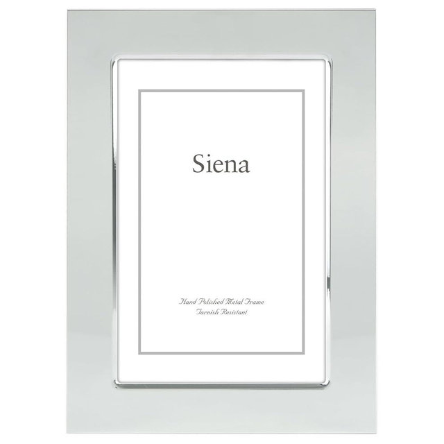 Siena Flat Plain Silver Picture Frame, Tarnish Resistant Finish, Perfect Photo Frame for any End Table, Credenza, Shelf, or Nightstand, Silver 4x6
