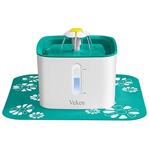 Veken Cat Water Fountain, 84oz Automatic Pet Water Fountain Dog Water Dispenser with 3 Replacement Filters & 1 Silicone Mat for Cats and Small to Medium Dogs