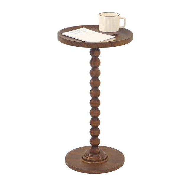 AWASEN Small Side Table, Round Drink Table for Small Spaces, Round Accent End Table Living Room, Nightstand for Bedroom, Corners, Office, Walnut Brown