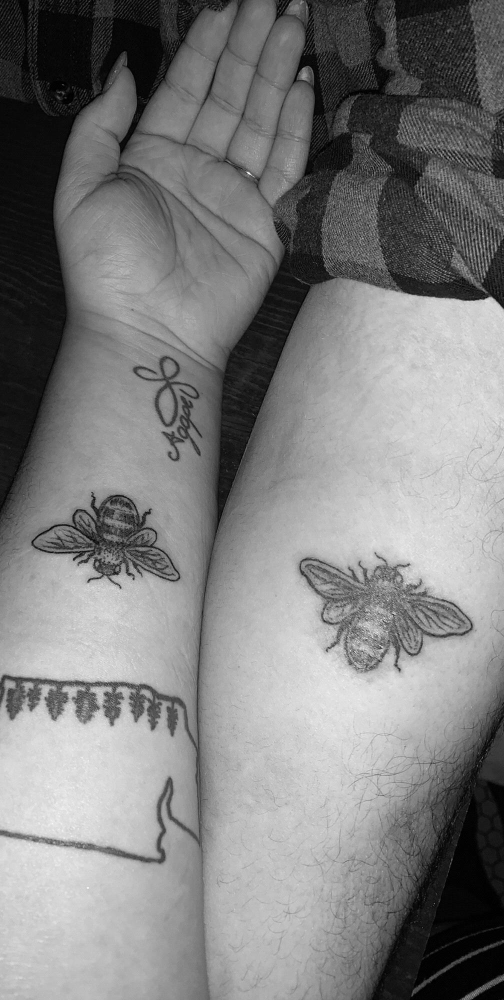 We met on Bumble and we both wanted something to commemorate and cement our love, so for Christmas Daymon got his first tattoo and my 6th tattoo.