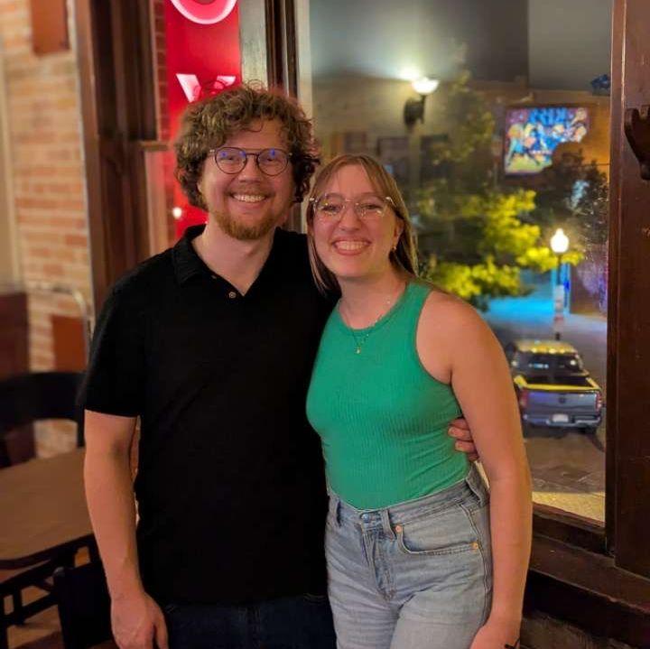 A picture taken right after Joshua played a show with his band at the Moxi Theater. Louisa was so proud of him!