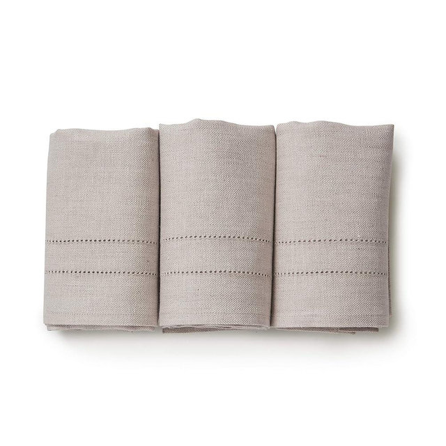 Solino Home Linen Hand Towels Set of 3 – Light Natural, 100% Pure Linen Hand Towels 14 x 24 Inch – Handcrafted from European Flax and Machine Washable