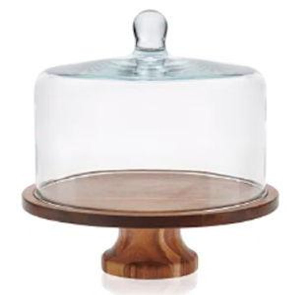 Wooden and Glass Cake Stand