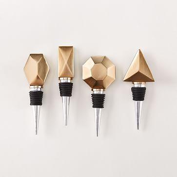 Geo Bottle Stopper Set: Gold