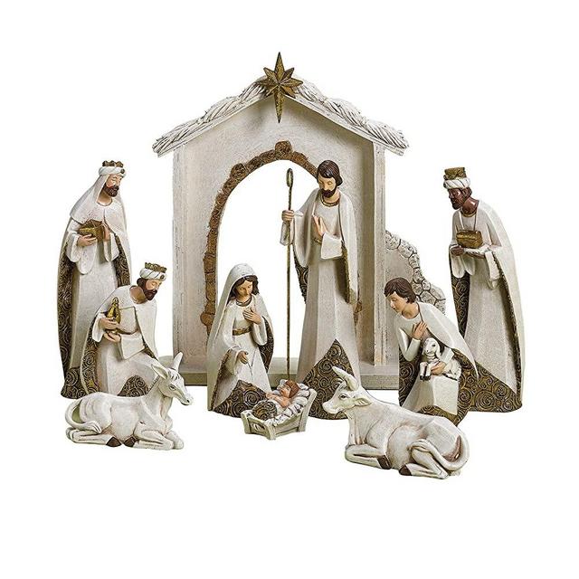 Roman Ivory and Gold Christmas Nativity 10 Piece Set Holiday Decoration New 31379