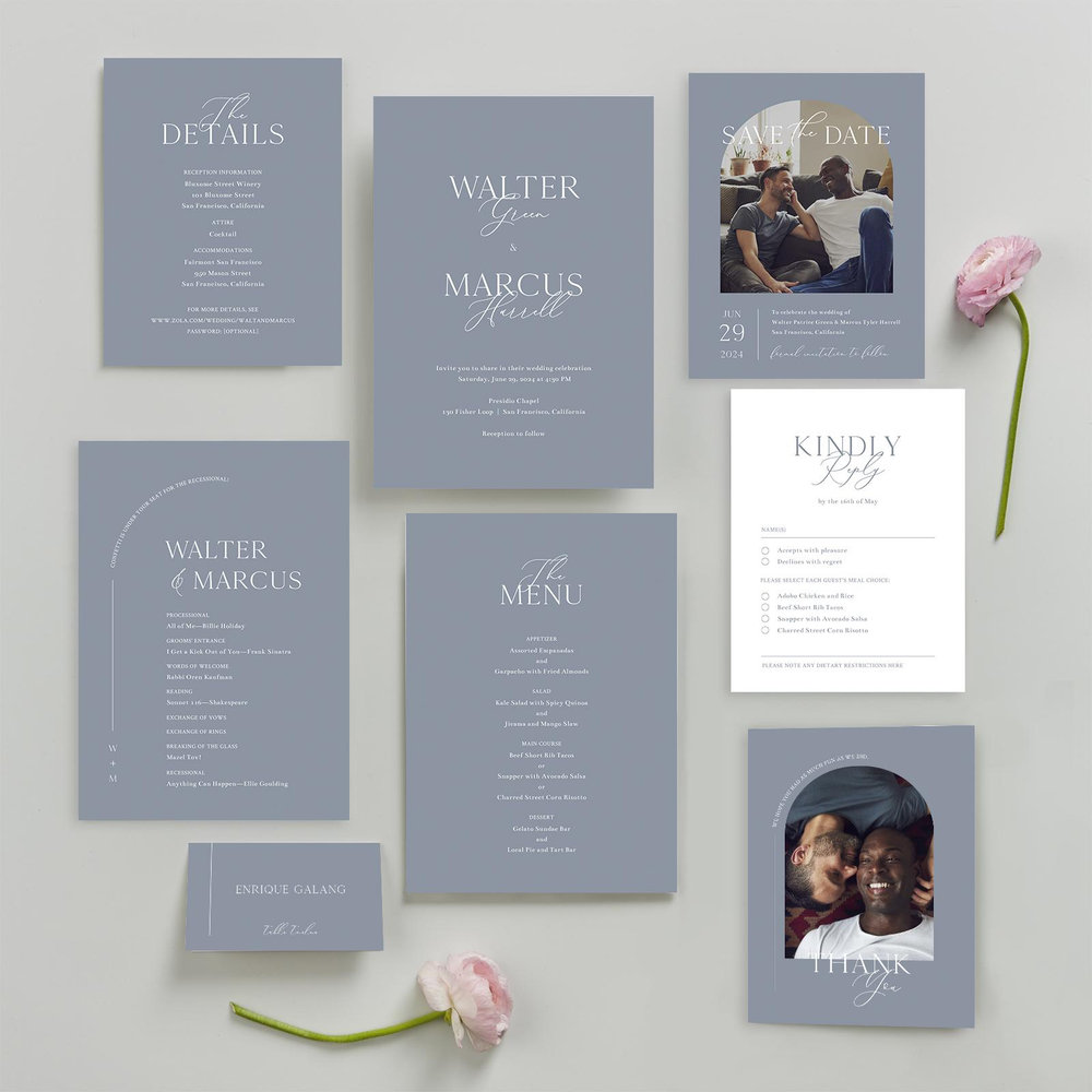 Olaya | Periwinkle Gray | Zola Wedding Enclosure Cards
