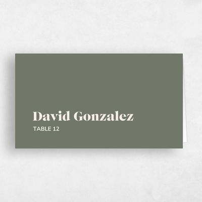 Dark Sage, Green Wedding Place Card - Everett