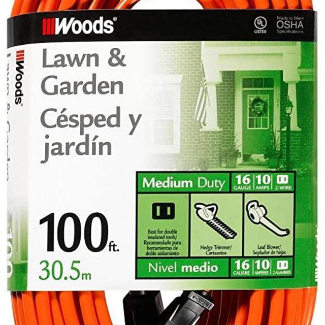 Woods 0724 16/2 Vinyl SJTW General Purpose Extension Cord, 100-Foot, Orange