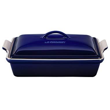 Le Creuset PG07053A-3378 Heritage Stoneware Covered Rectangular Casserole, 4-Quart, Indigo