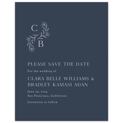Grayed Navy, Blue Wedding Digital Save the Date - Creston Portrait