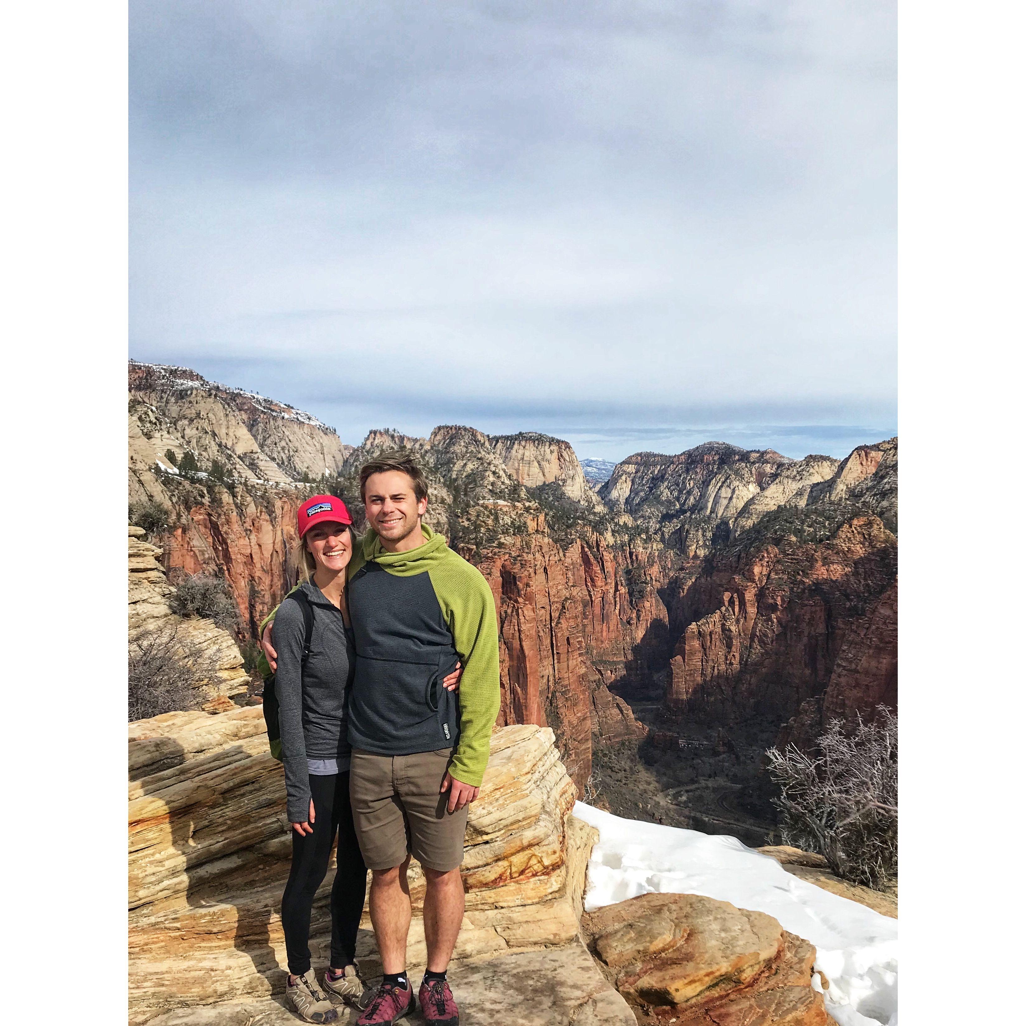 We spent four years of our lives together in Southern Utah. Here we are at Angel's Landing in Zion National Park!