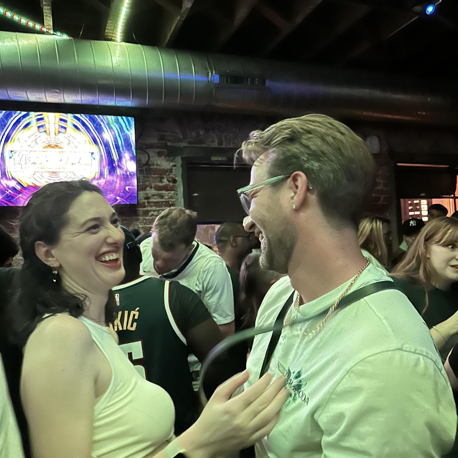 At the club and in love