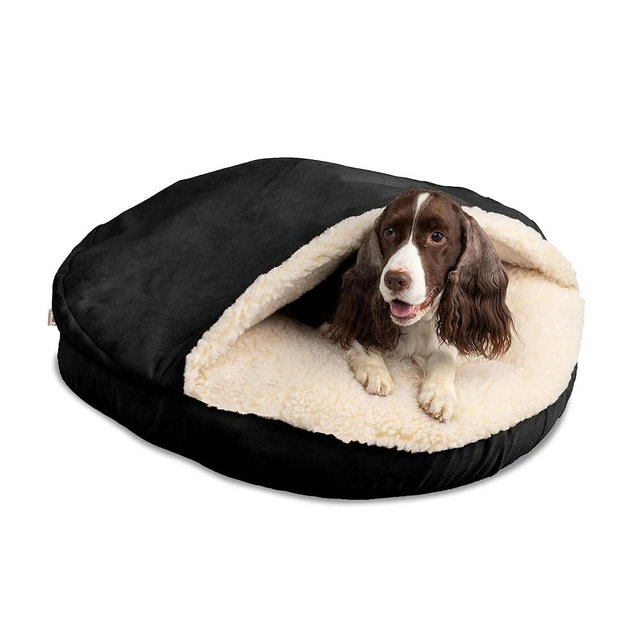 Snoozer Luxury Microsuede Cozy Cave Pet Bed, Extra Large, Black