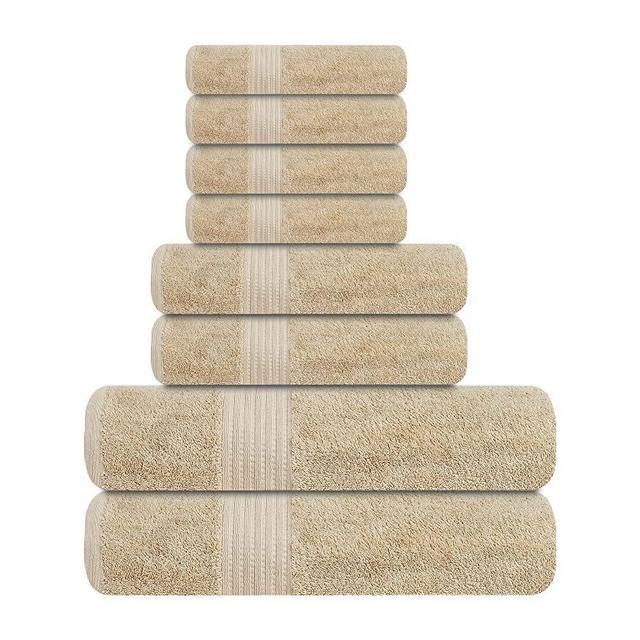 Tens Towels Prestige, 8 Piece Beige Towels Set, 2 XL Extra Large Bath Towels, 2 Hand Towels, 4 Washcloths, 100% Cotton, Heavy Weight Absorbent Bathroom Towels, Ultra Soft Towels for Bathroom