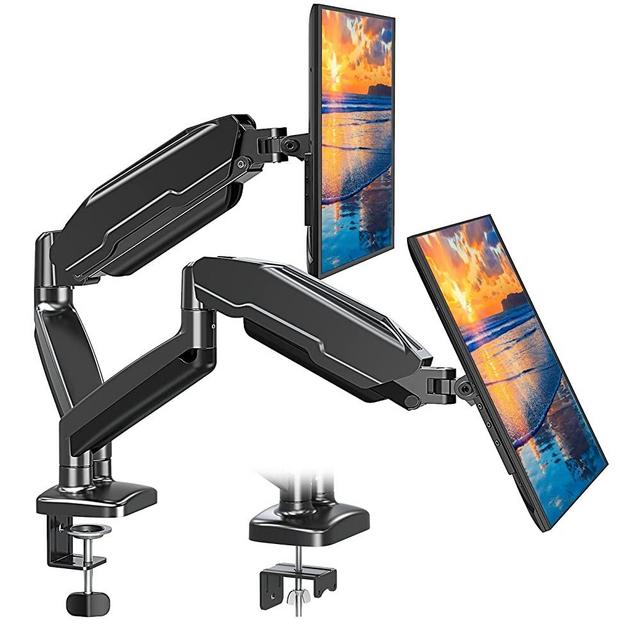 MOUNT PRO Dual Monitor Mount Fits 13 to 32 Inch Computer Screen, Height Adjustable Monitor Stand for 2 Monitors, Gas Spring Monitor Arm Holds up to 17.6lbs Each, Monitor Desk VESA Mount 75x75, 100x100