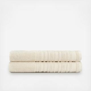Bold Stripe Solid Cotton Hand Towel, Set of 2