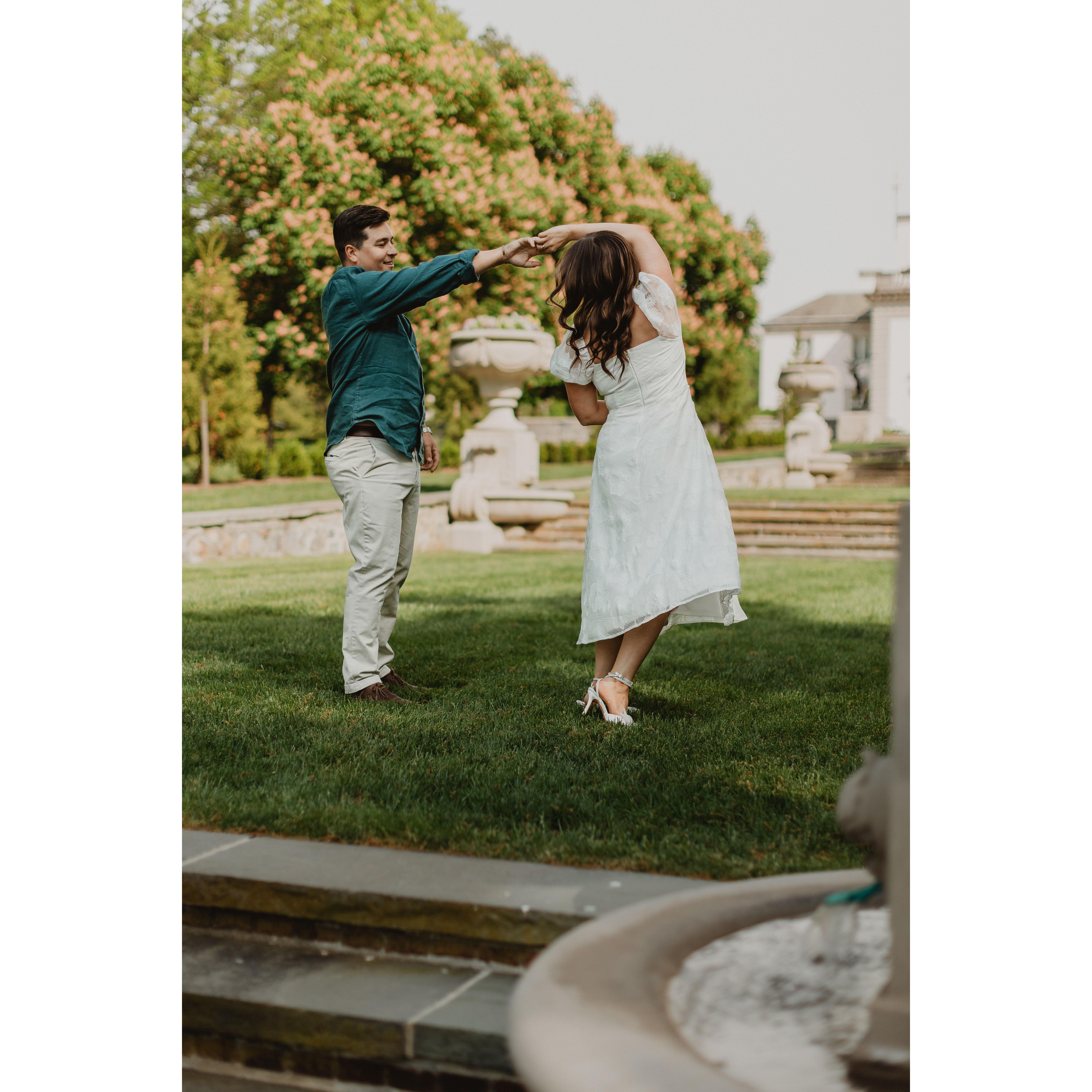 Getting our practice in for our first dance!