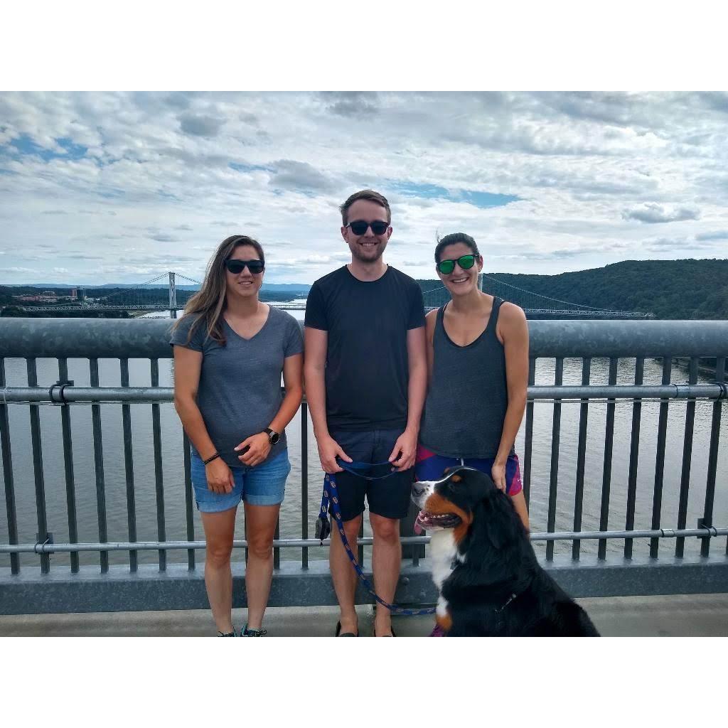 Teaching Pablo how to swim in the Hudson River in New York