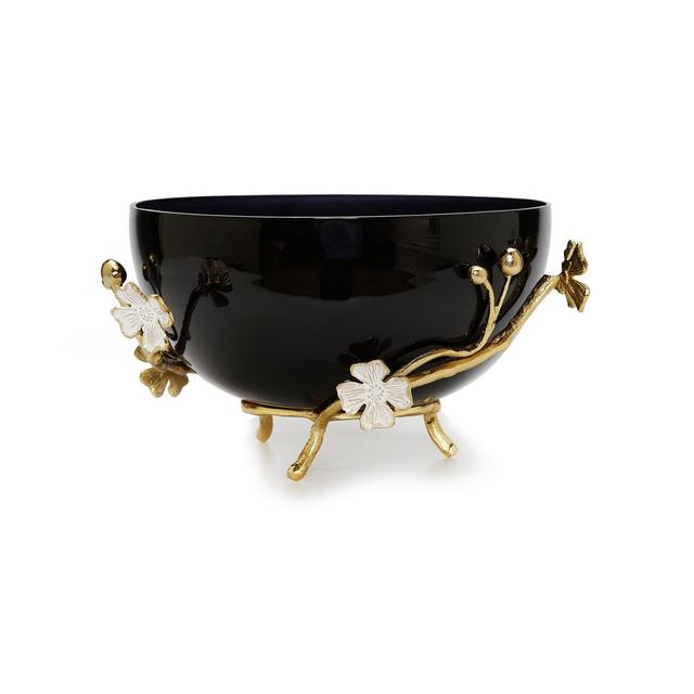 Classic Touch Glass Bowl with Flower Detail