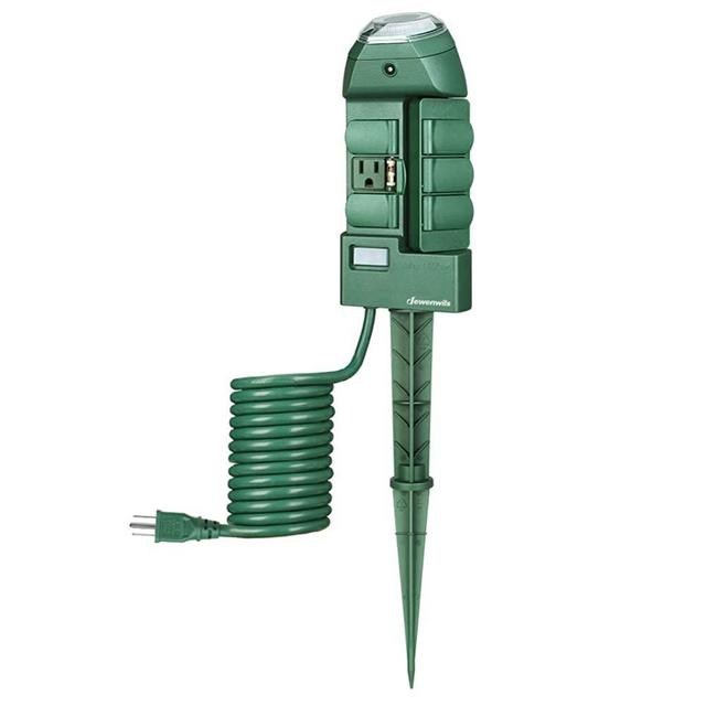 DEWENWILS Outdoor Power Strip Timer with Photocell, Yard Stake Timer Dusk to Dawn, Weatherproof Countdown Light Timer, 6 Grounded Outlets 10ft Cord for Outdoor Lights, Sprinklers, 1875W/15A UL Listed