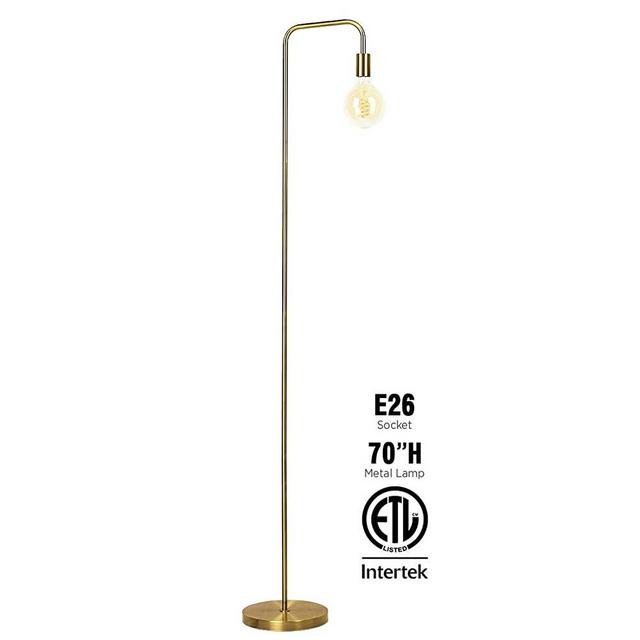 O’Bright Industrial Floor Lamp for Living Room, 100% Metal Lamp, E26 Socket, Minimalist Design for Decorative Lighting, Stand Lamp for Bedroom/Office/Dorm, ETL Listed, Gold (Antique Brass)